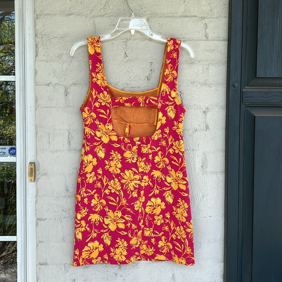 Zara Pink/Yellow Floral Knit Jeweled Shoulder Mini Dress Size Medium - Picture 8 of 15